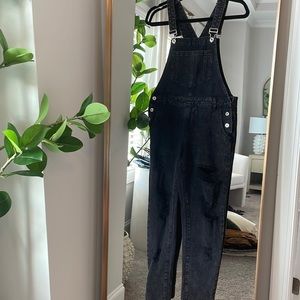 Distressed overalls